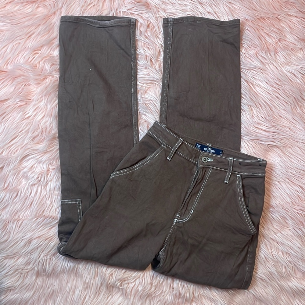 Hollister Brown Ultra High‎ Rise Cargo Baggy Dad Jean Size 00/23W/31L